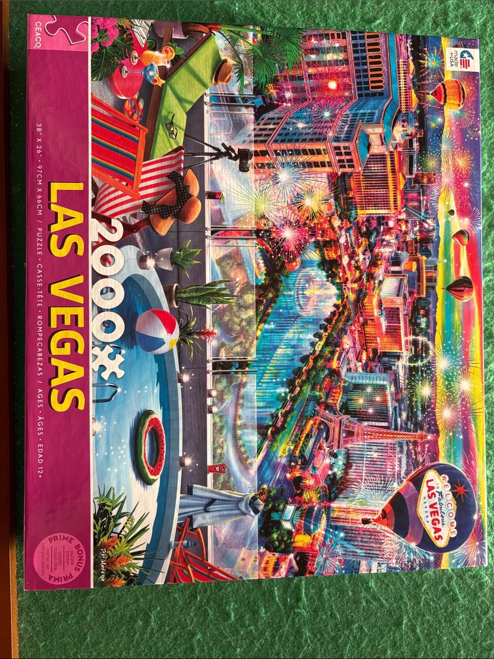 New Unopened in Bag Las Vegas 2000-Piece Jigsaw Puzzle by Ceaco - Colorful